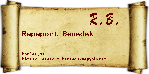 Rapaport Benedek névjegykártya